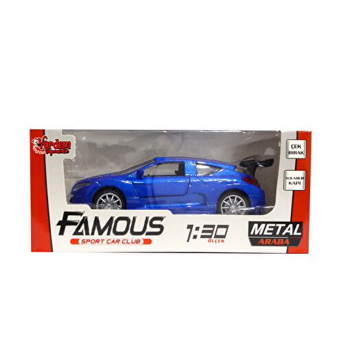 1:30 Масштаб Diecast Pull-Drop Blue Hatchback Sports Car