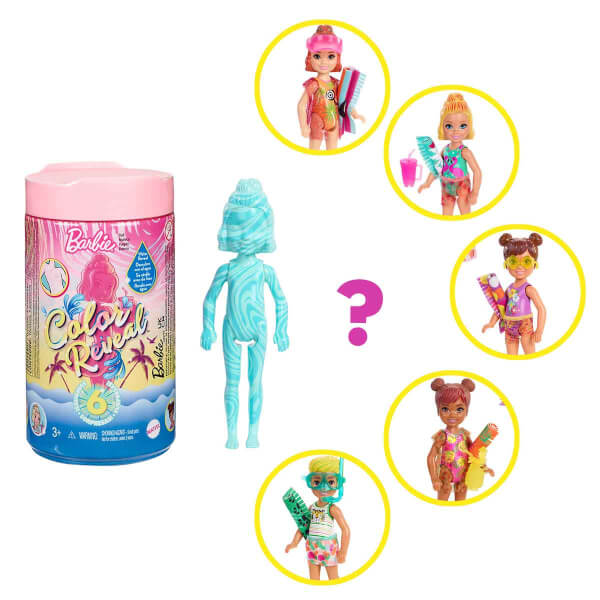 Barbie Color Reveal Меняющий цвет сюрприз Челси Песок и солнце Серия S3 GWC61