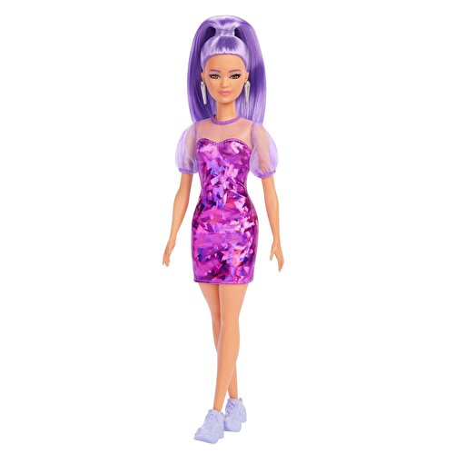 Barbie Fashionistas Charming Party Dolls Purple Metallic Dress HBV12