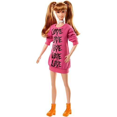 Barbie Очаровательная вечеринка для кукол Love Patterned Pink Dress FJF44