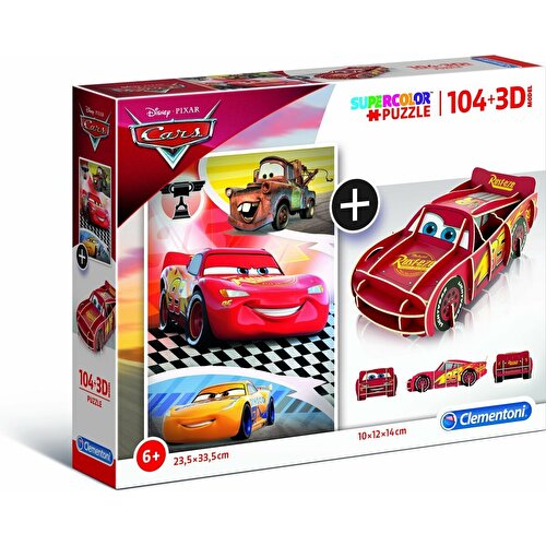 Clementoni 104 Piece Puzzle 3D Model Cars