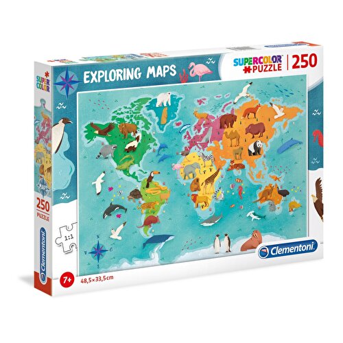 Clementoni Exploring Maps Puzzle Great Animals in Europe 250 Parça