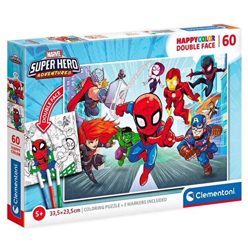 Clementoni Super Hero 60 Parça Двойное лицо Раскраска-пазл