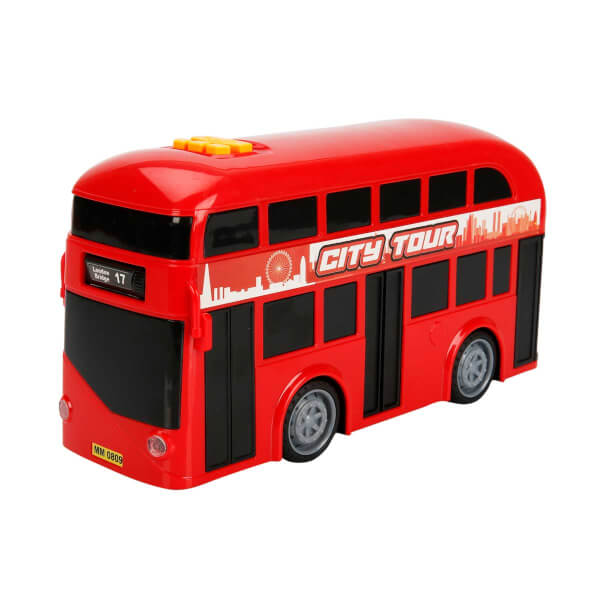 Двухэтажный автобус Teamsterz Sound and Light Double Decker Bus 27 см.