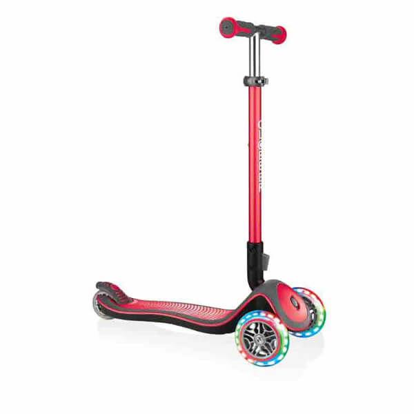 Globber Elite Deluxe 3 Wheel Foldable Illuminated Red Scooter