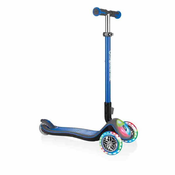 Globber Elite Deluxe 3 Wheel Foldable Lighted Navy Blue Scooter