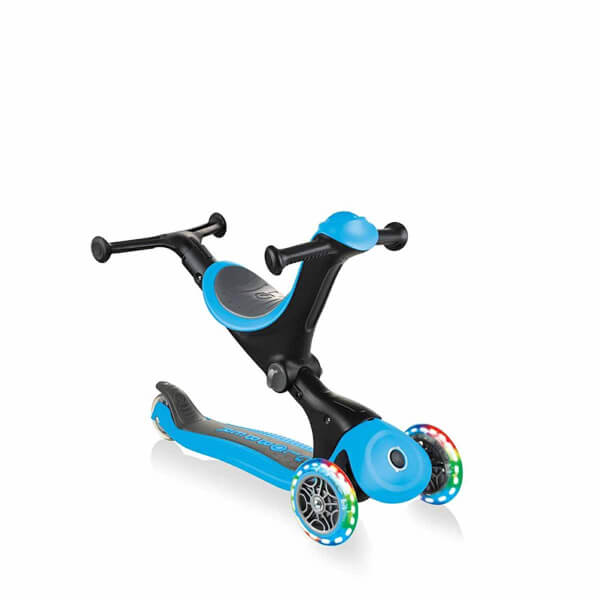 Globber Go Up Deluxe 3 Wheel Foldable 3 in 1 Lighted Blue Scooter