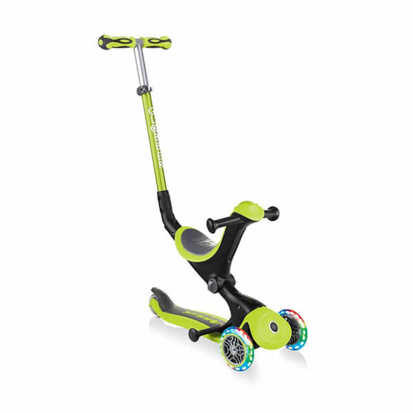 Globber Go Up Deluxe 3 Wheel Foldable 3 in 1 Lighted Green Scooter