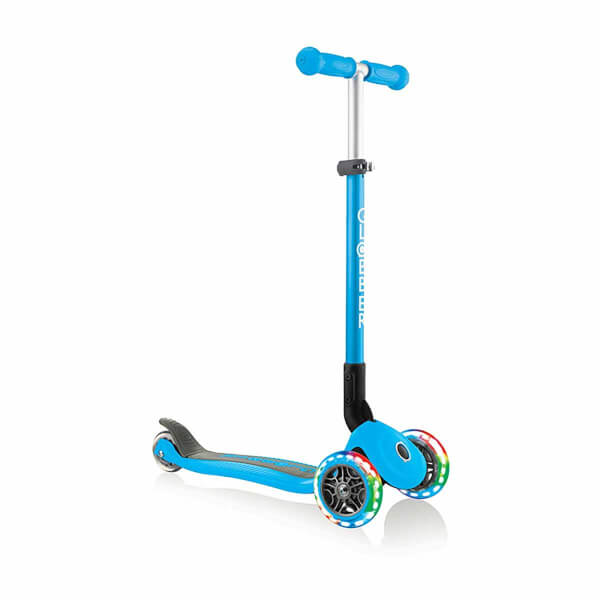 Globber Primo 3 Wheel Foldable Blue Scooter with Light