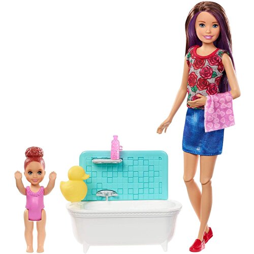 Игровой набор Barbie Babysitting Playset Bathroom Themed FXH05