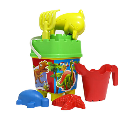 Illustrated Green Covered Full Piece Giant Square Bucket Set with Red Drinker 1029