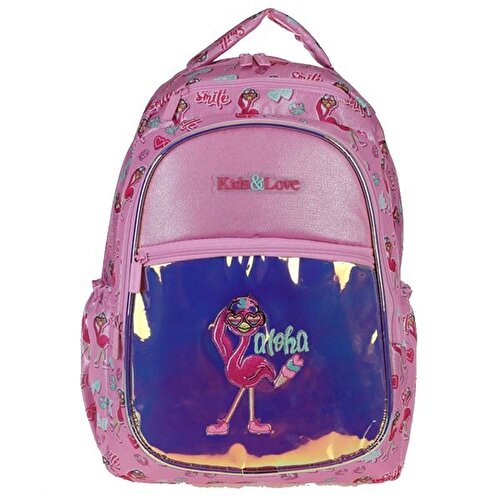 Kaukko Kids&Love Flamingo Backpack Mirrored Silvery