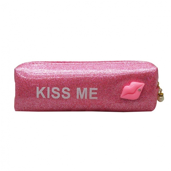 Kiss Me Glitter Pencil Case - Светло-розовый