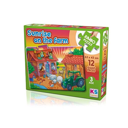 Ks Puzzle Sunrise On The Farm Jumbo Boy Puzzle 12 Parça