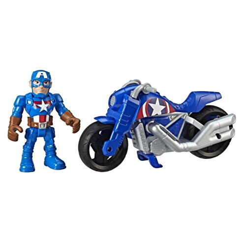 Marvel Super Hero Adventures Мега мини фигурка и мотоцикл Капитан Америка E6262