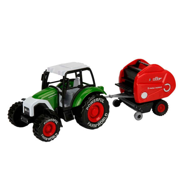 Maxx Wheels Tractor Farm Vehicle - зеленый трактор - красное шасси