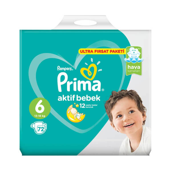 Prima 72 Детские подгузники Active Baby Extra Large 6 Размер 13-18 кг Упаковка Ультра Возможности