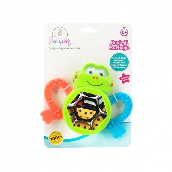 Прорезыватель Babycim Cute Frog с погремушкой