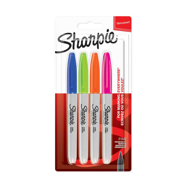 Sharpie Fine Permanent Marker Pen 4pcs Vivid Colours