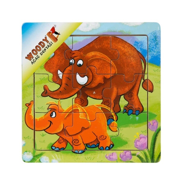 Woody Mini Animals Wooden Puzzle 3 Piece - Elephant